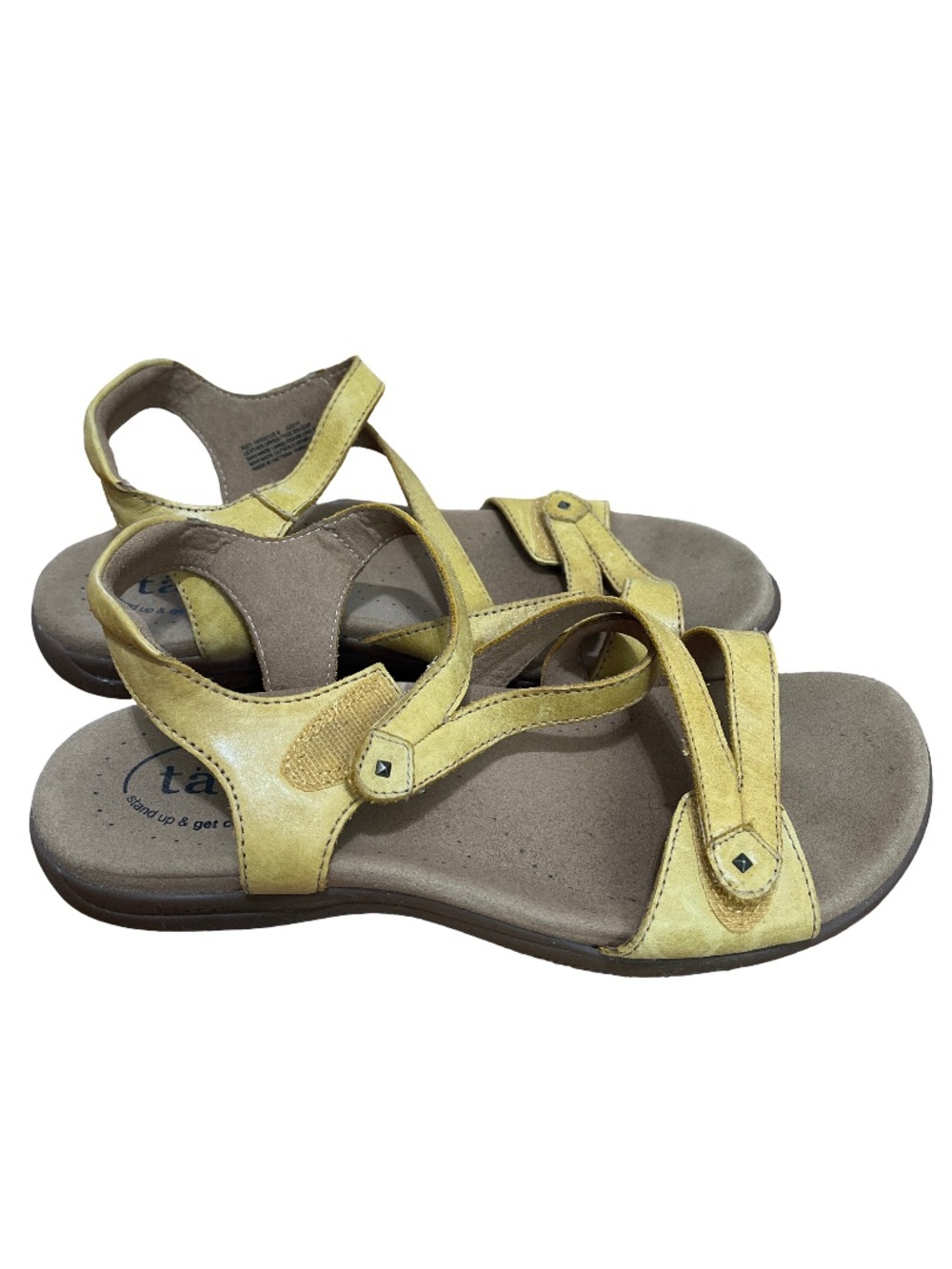 Taos Women’s Size 8 Mustard Yellow Leather Adjustable Strap Sandals - Picture 2 of 6